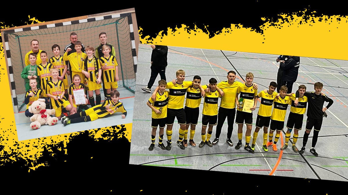 Links unsere E-Junioren, rechts unsere C-Junioren